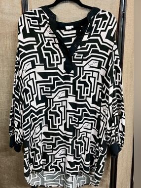 Richard Allen x H&M Women's 10 Black and White Geometric Pattern Dress